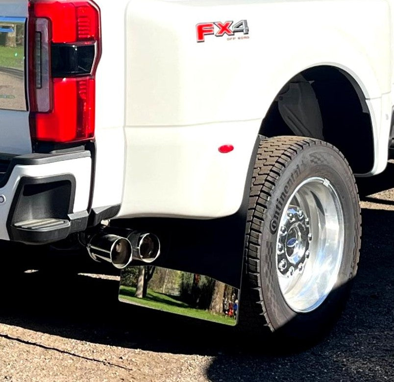 Ford F350 Dually Truck Mud Flaps | Mirrored Stainless