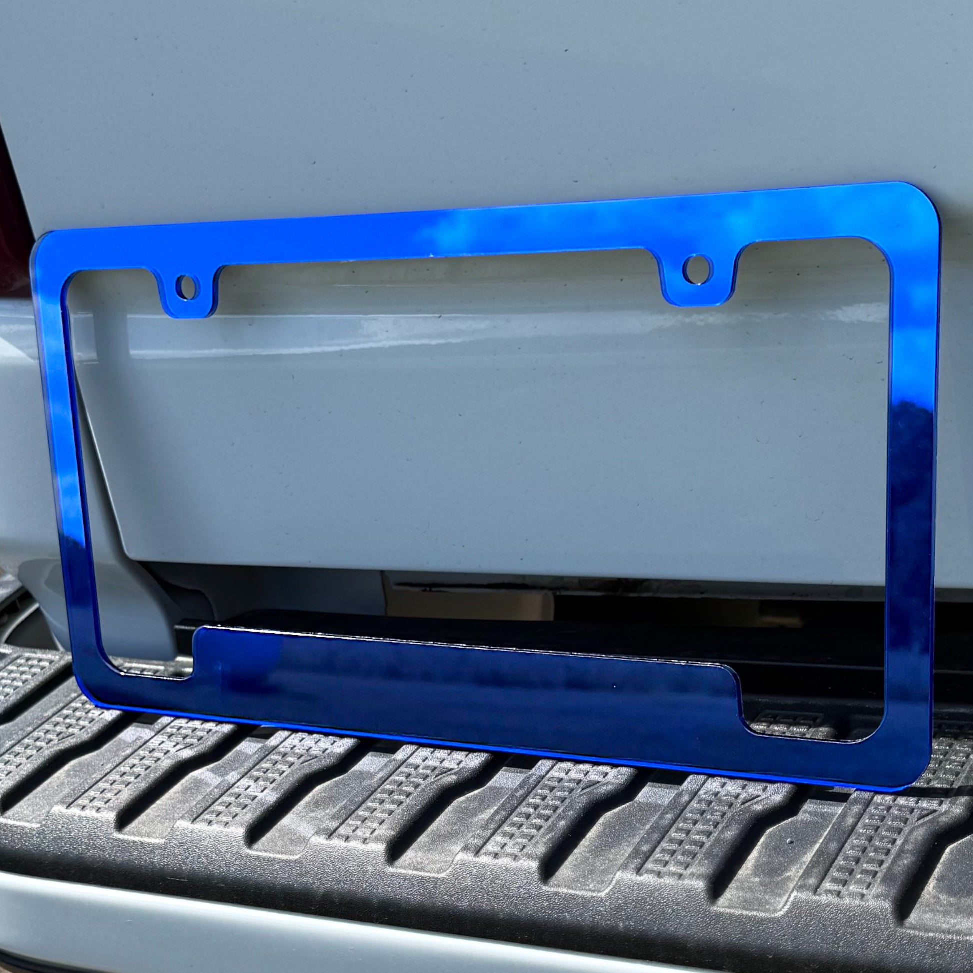 Blue Mirror License Plate Frame