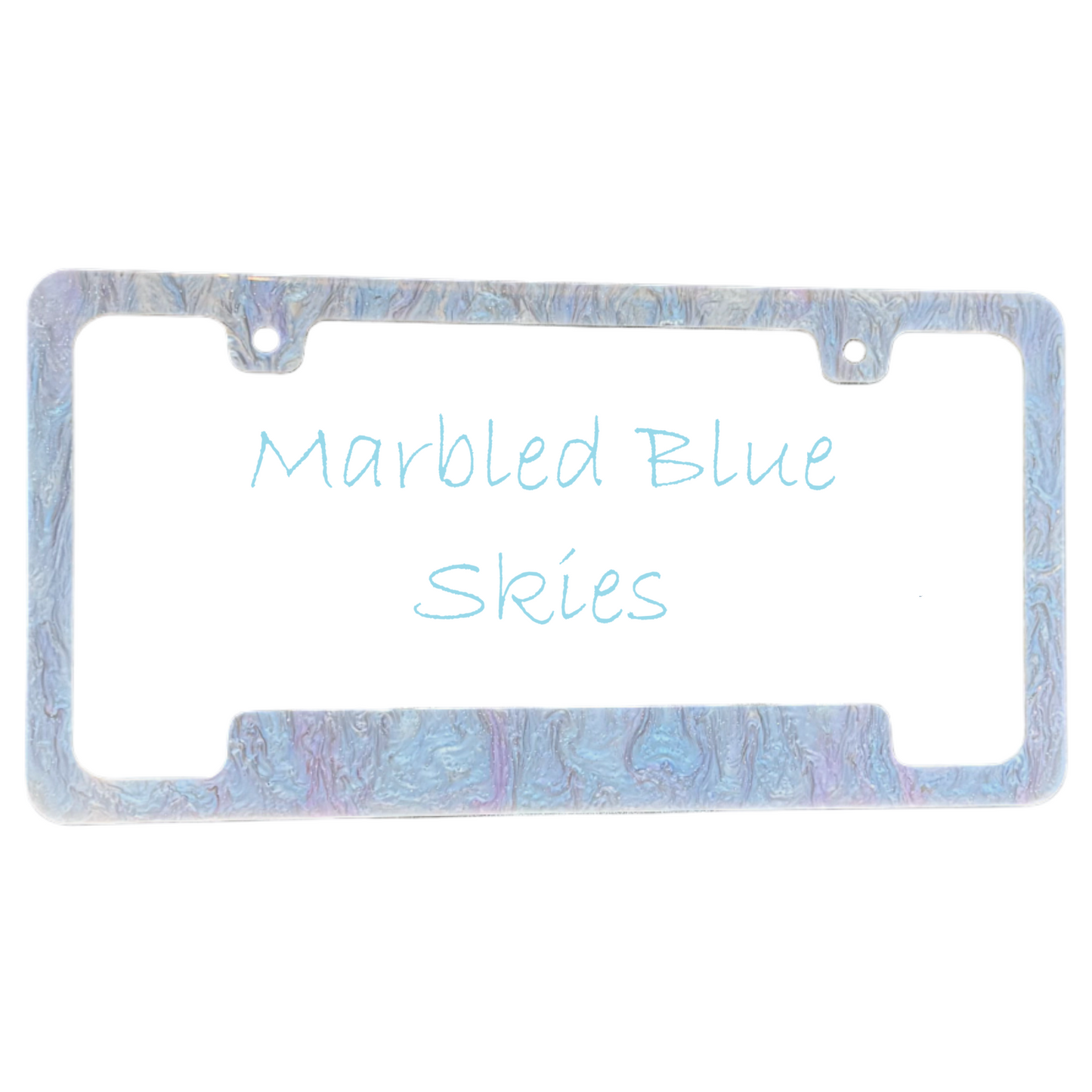 Marbled Blue Skies License Plate Frame | For Semi, Truck, Car, Trailer