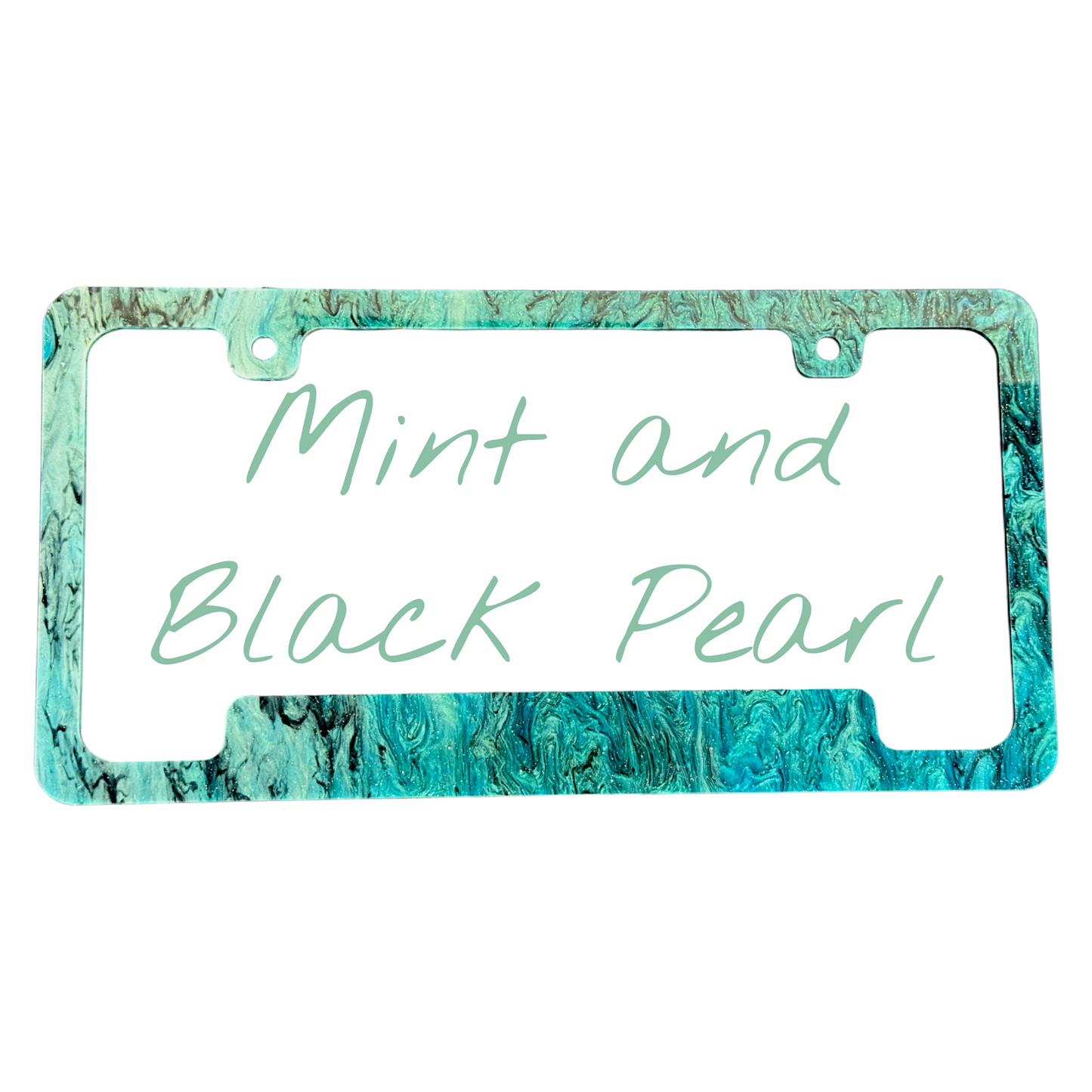 Mint and Black Pearl License Plate Frame | For Semi, Truck, Car, Trailer