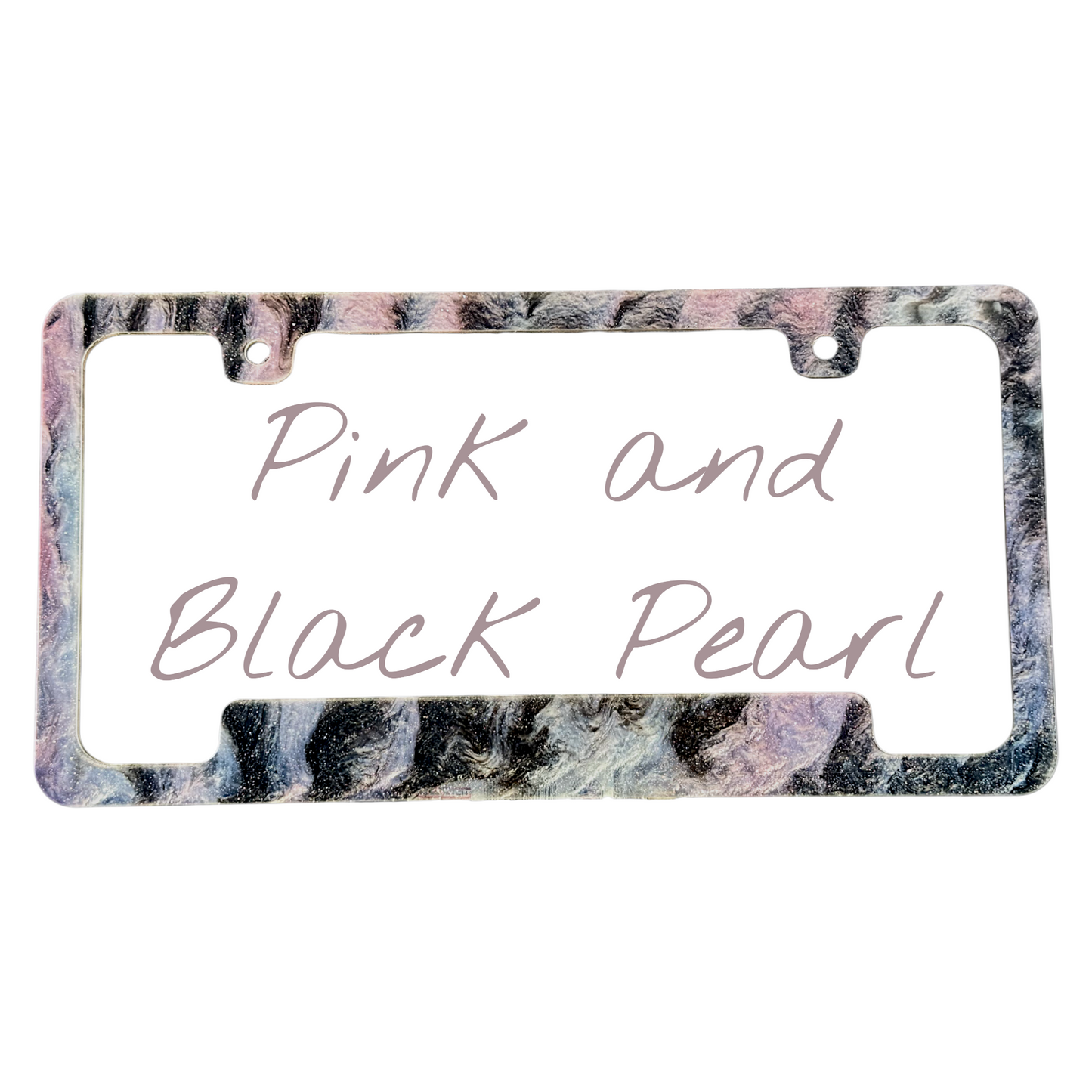 Pink and Black Pearl License Plate Frame | For Semi, Truck, Car, Trailer