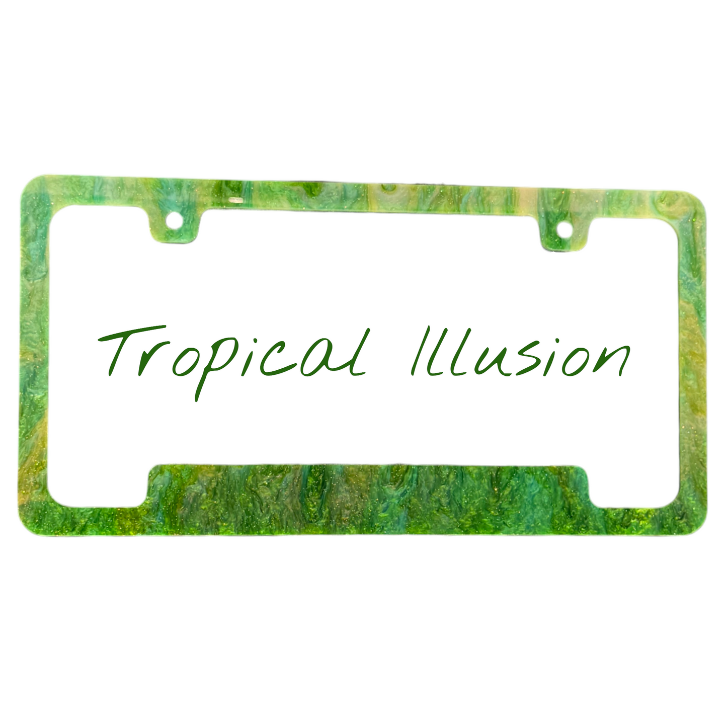 Tropical Illusion License Plate Frame | For Semi, Truck, Car, Trailer
