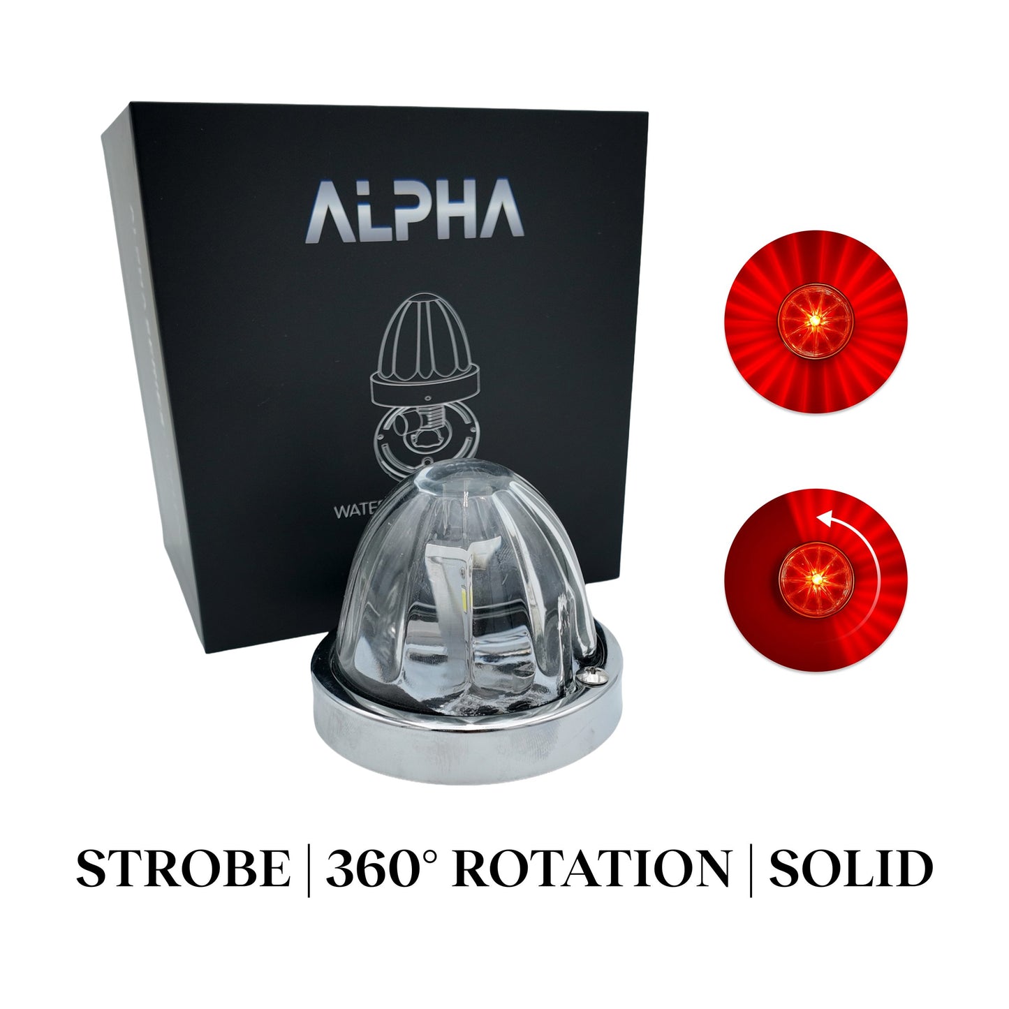 Alpha 360° Red Emergency Watermelon Light – 3-Mode 360° Glass Beacon (12V/24V)