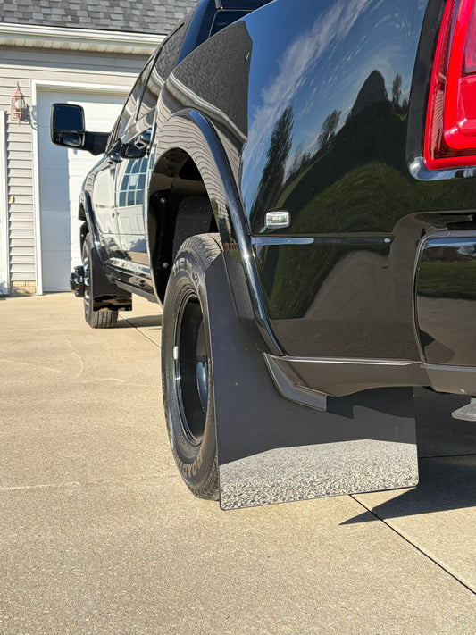Dodge Ram 3500 Dually Mud Flaps | Mirrored Stainless | 3”- 6” Heights