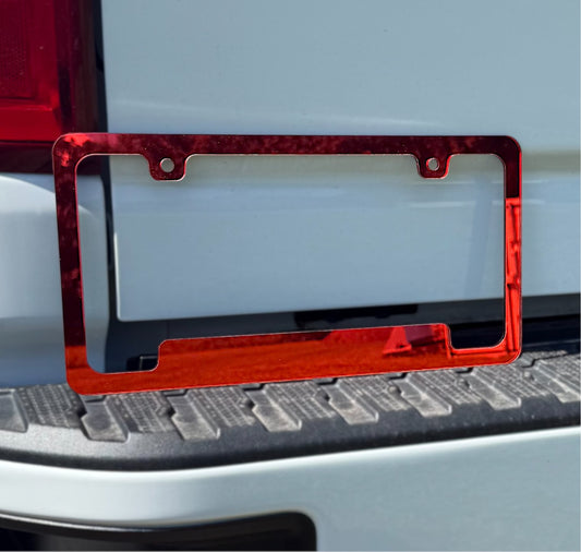 Red Mirror License Plate Frame