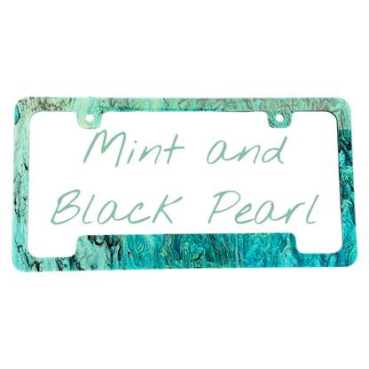 Mint and Black Pearl License Plate Frame | For Semi, Truck, Car, Trailer