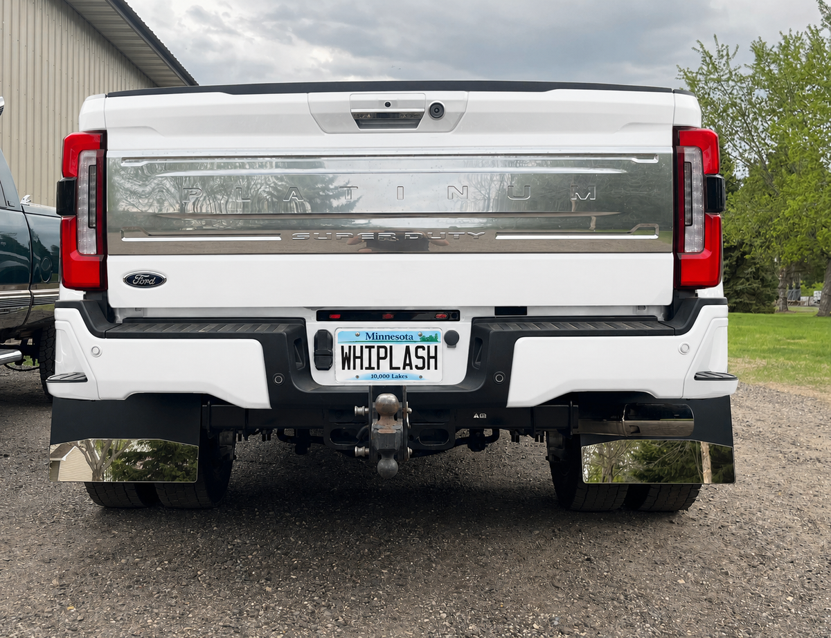 Ford F450 Dually Truck Mud Flaps | Mirrored Stainless | 3”- 6” Heights