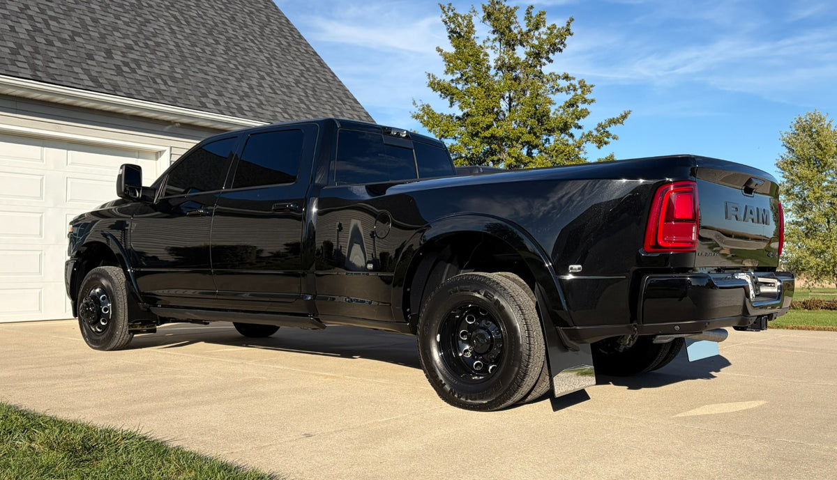 Dodge Ram 3500 Dually Mud Flaps | Mirrored Stainless | 3”- 6” Heights
